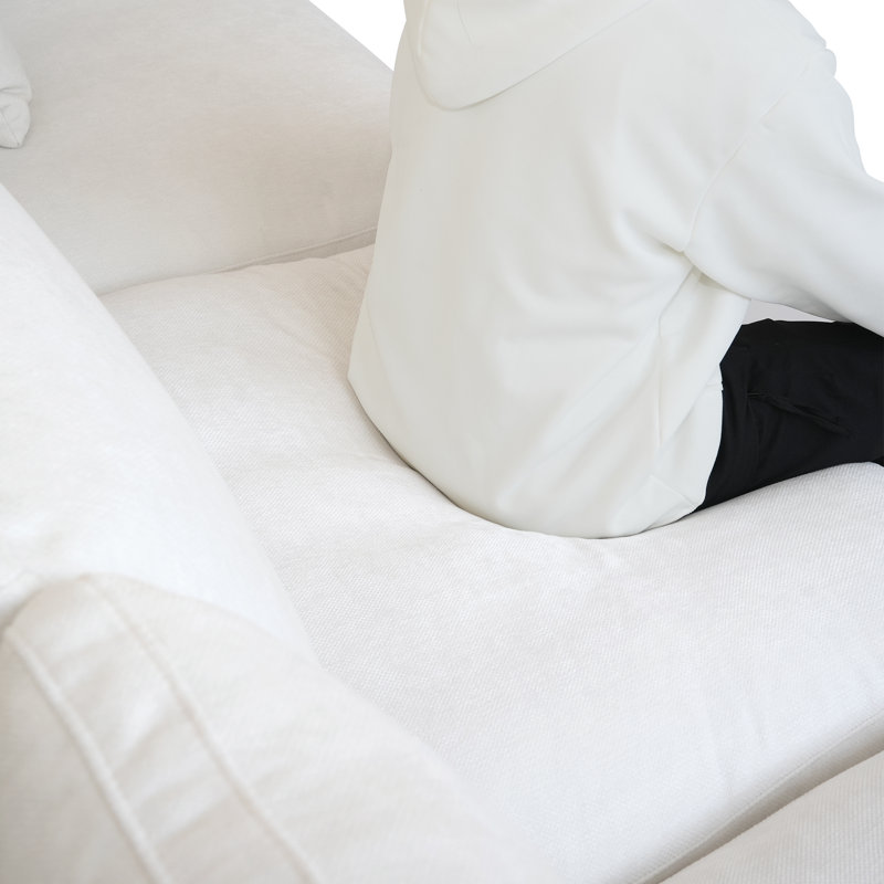 Canapé modulaire en forme de U avec 2 repose-pieds mobile Elowen, Beige