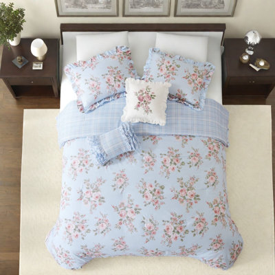 Plaid and Floral Comforter Set
