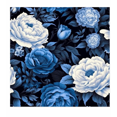 Floral, William Morris, pivoines bleues VI, reproduction d'art sans cadre