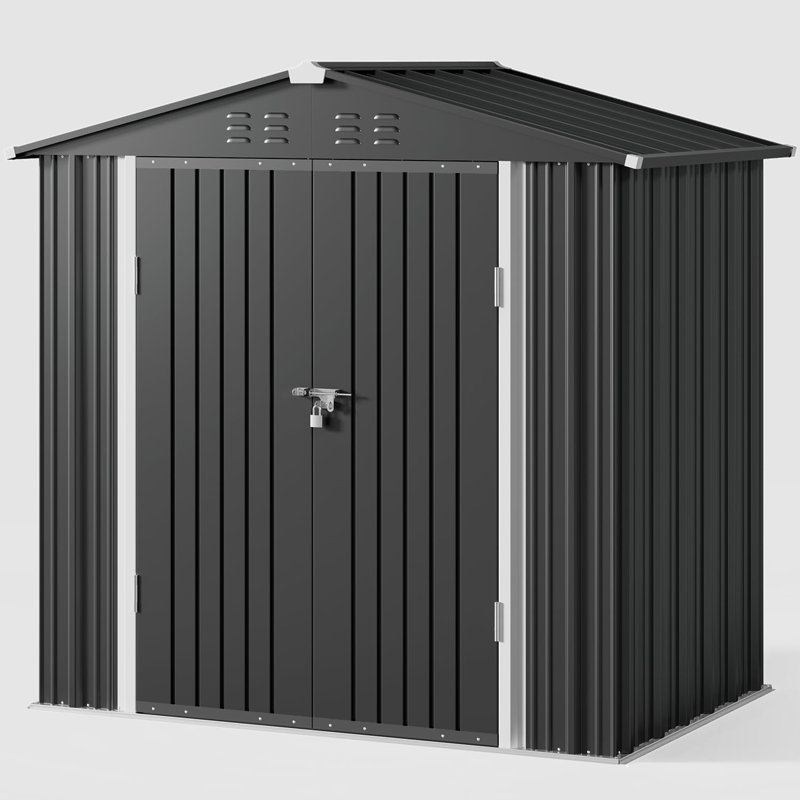 Abri de jardin en métal de 1,83 m de large x 1,22 m de profondeur, Gris foncé
