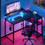 L-Shaped Computer Desk with Built-In Electrical Outlet