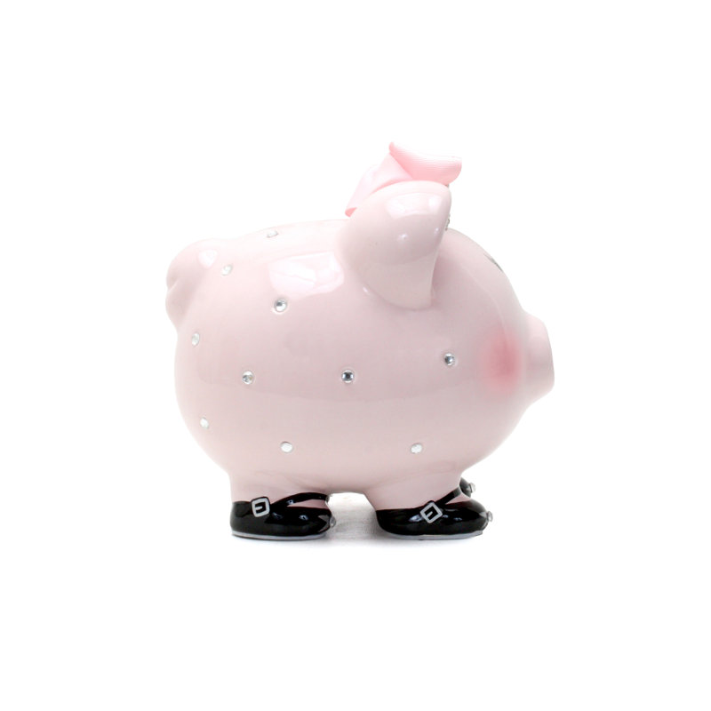 Pink Ceramic Princess Piggy Bank with Crown
