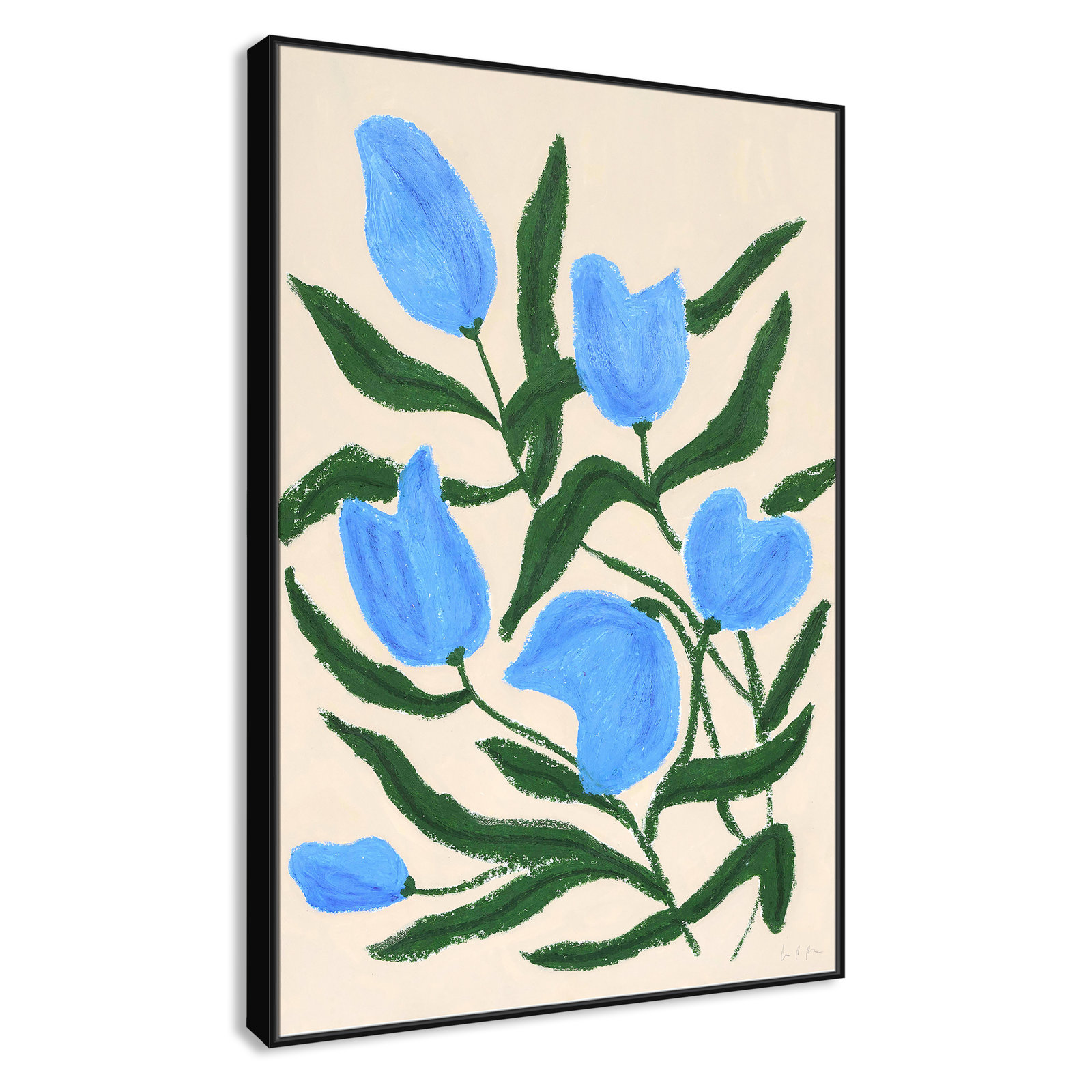 Blue Tulips Print by Camilla Bergqvist, Black, 61.5" H x 41.5" W