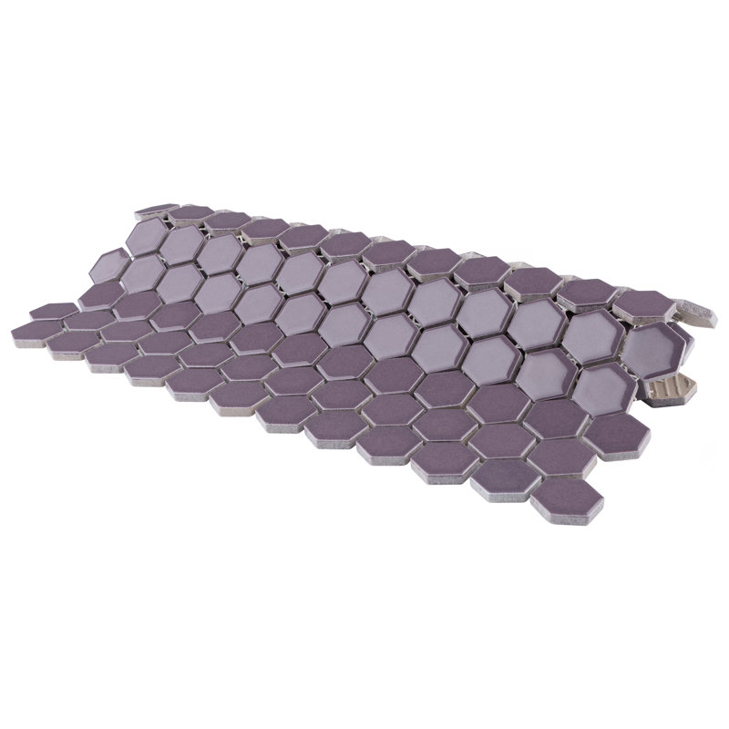 Carreau de mosaïque de plancher et de mur en porcelaine hexagonale lustrée 10-1 / 4 "x 11-7 / 8" Metro 1, Mauve