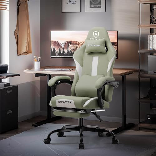 GTPLAYER Adjustable Height PC & Racing Game Chair, Green