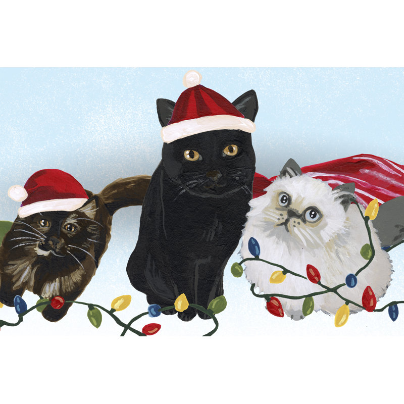Meowy Hissmas Collection D by June Erica Vess - Graphic Art Print, 30cm H x 46cm W, Wrapped Canvas