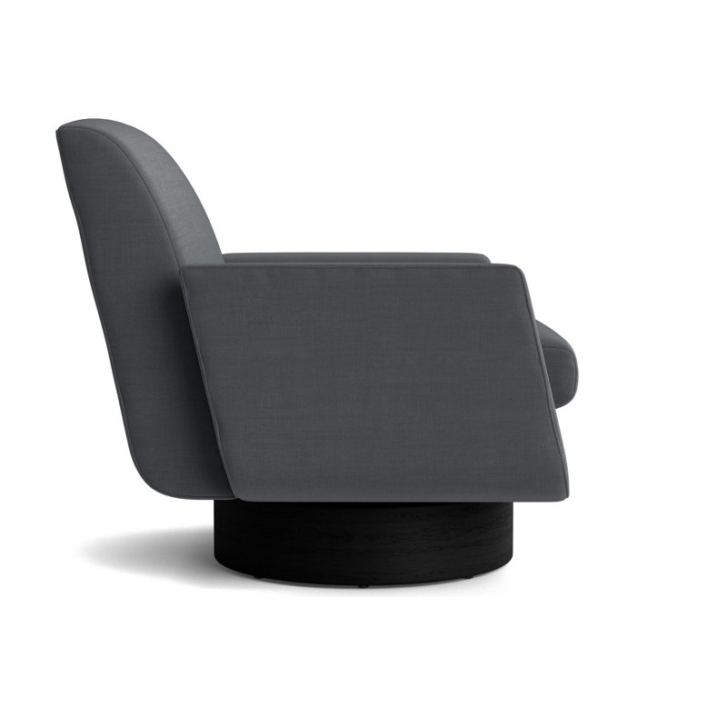 Supernova Full Swivel Chair, Black, Performance Linen - Charcoal