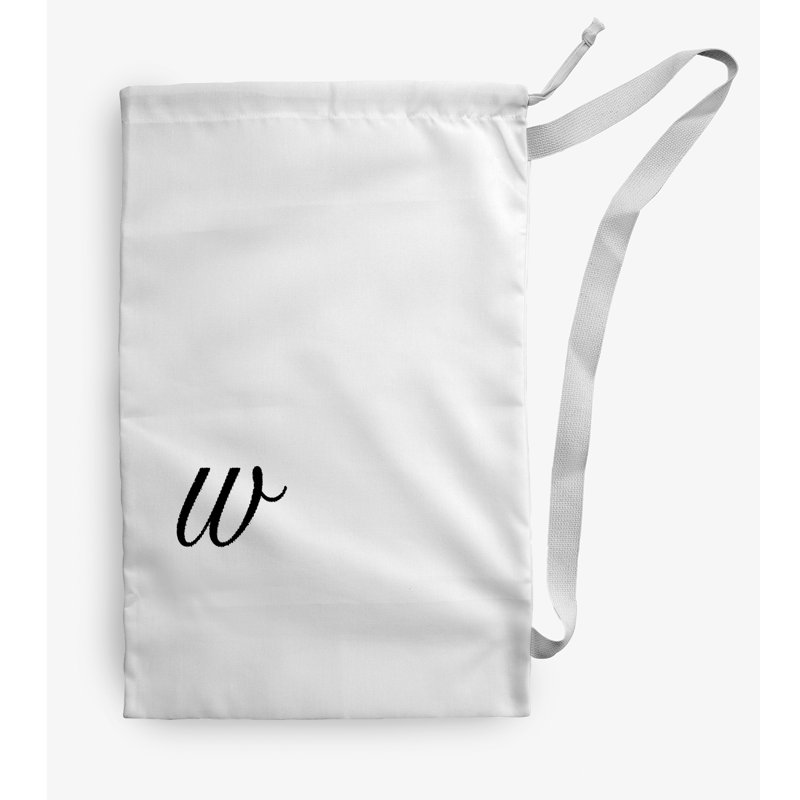 Sac à linge Monogram, Petit (H 29 po x l 18 po), Blanc / noir