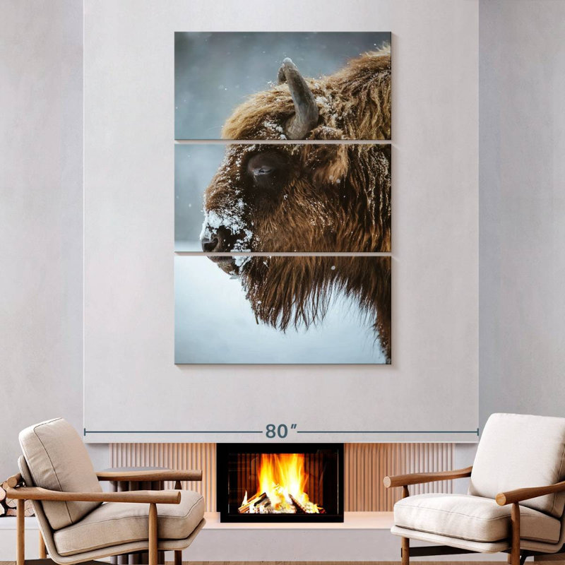 Bison enneigé Brampt, 50" H x 32" W