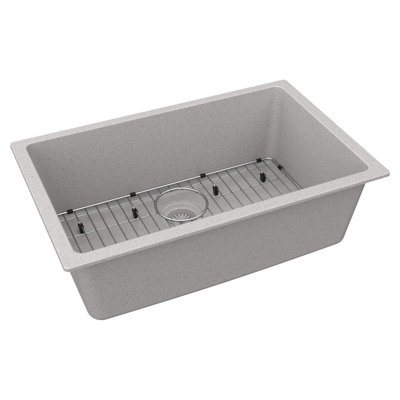 Ensemble de lavabo simple encastrable Elkay Quartz Classic 29 1/2 po x 18 3/4 po x 9 1/2 po, graphite, Graystone