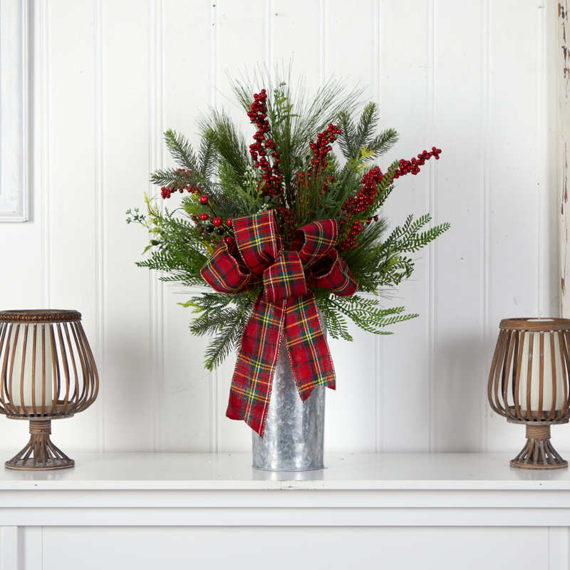 28'' Red and Green Plastic Christmas Tabletop Centerpiece