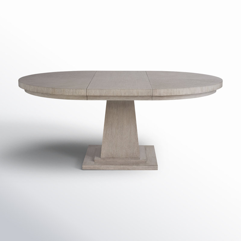 Gray Oak Round Extendable Pedestal Dining Table