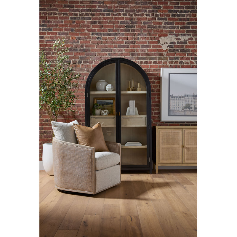 Fauteuil club pivotant Noda, Bois beige