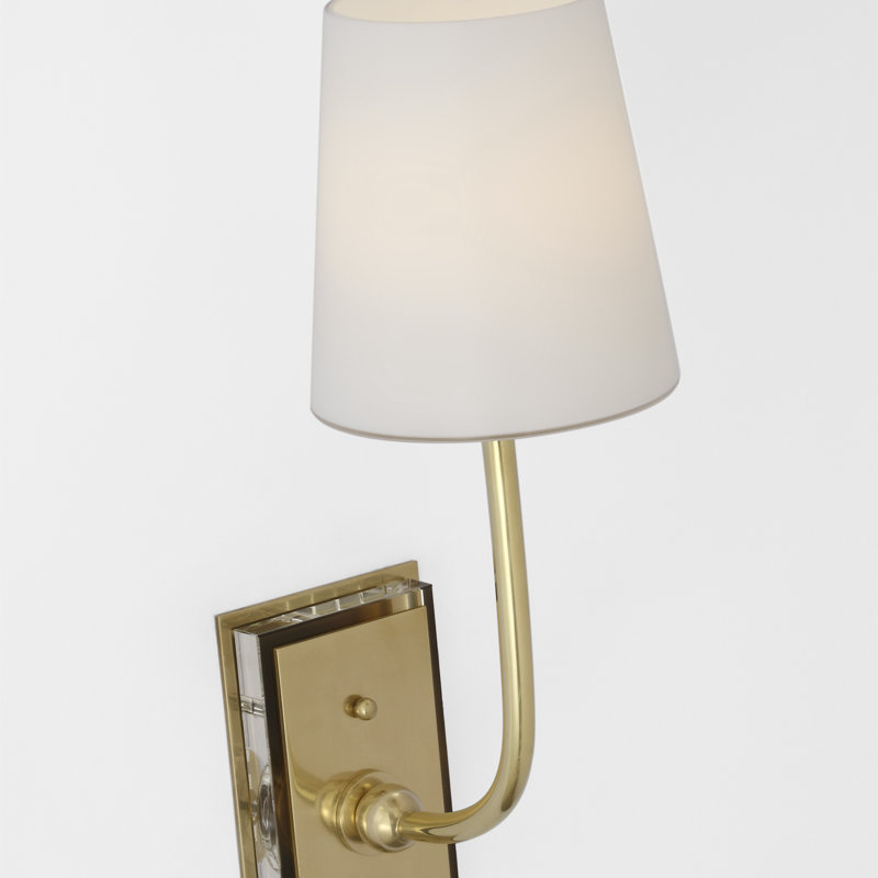 Thomas O'Brien Hulton 17" Cordless Single Sconce with Glass Shade, Hand-Rubbed Antique Brass