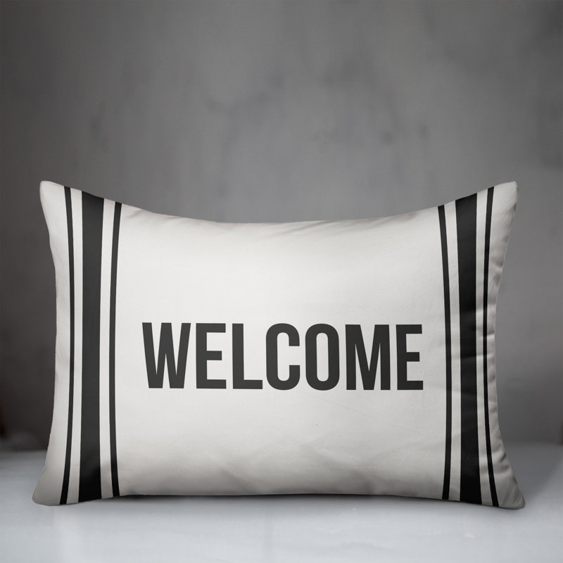 Textual Outdoor Throw Pillow, Charcoal