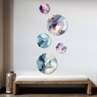 Lichfield - Marble Glam Round Wall Art Set Of 5