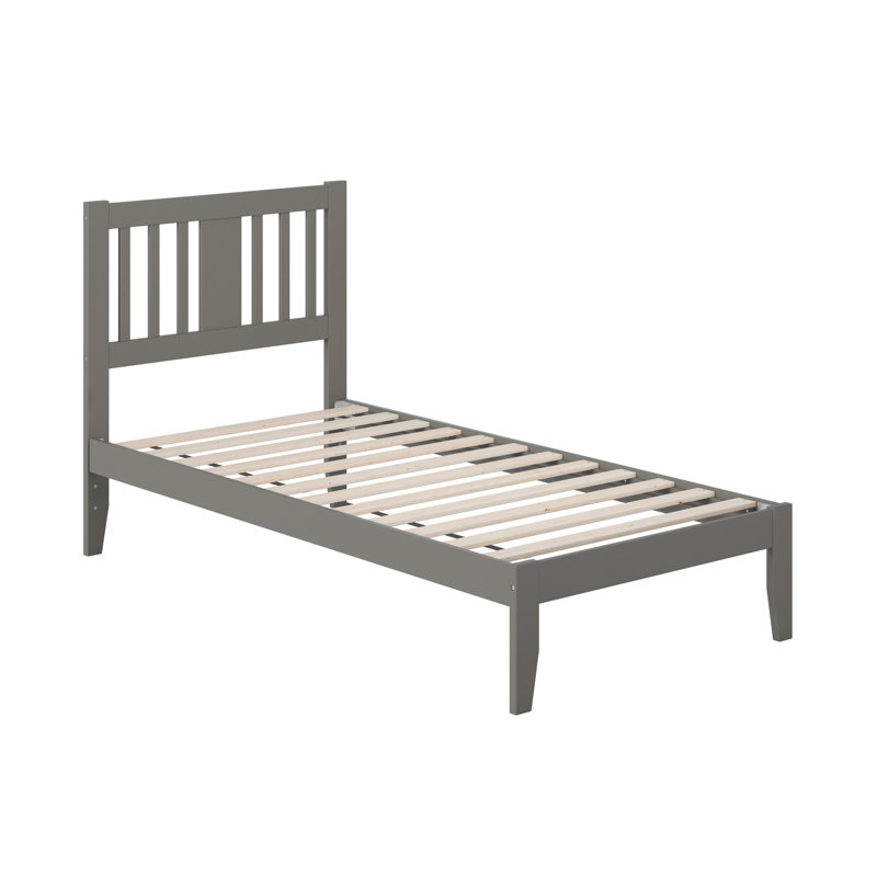 Zosia Solid Wood Slat Bed, Gray, Twin