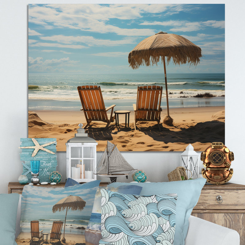 Photo de chaises de plage I sur toile, H 12 po x l 20 po x P 1 po, Toile tendue