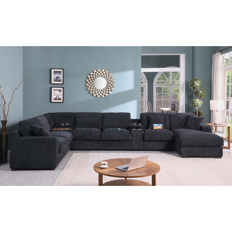 Canapé en chenille 141,5 po, Chenille gris foncé