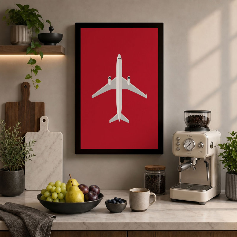 Overhead Aircraft Minimalist - Wrapped Canvas, 24x16 - 61.0 x 40.6 cm, Sage Border