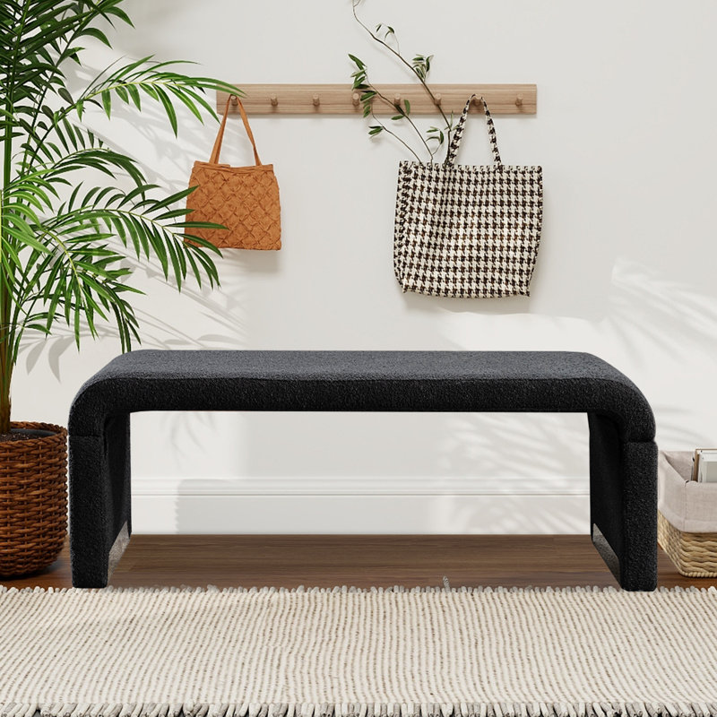 Randlett Polyester Blend Upholstered Bench, Black