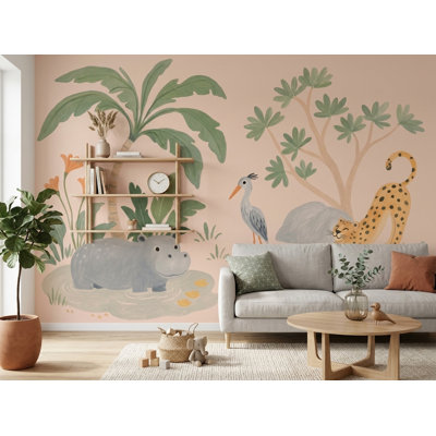 Adhésif mural animaux de la jungle vert
