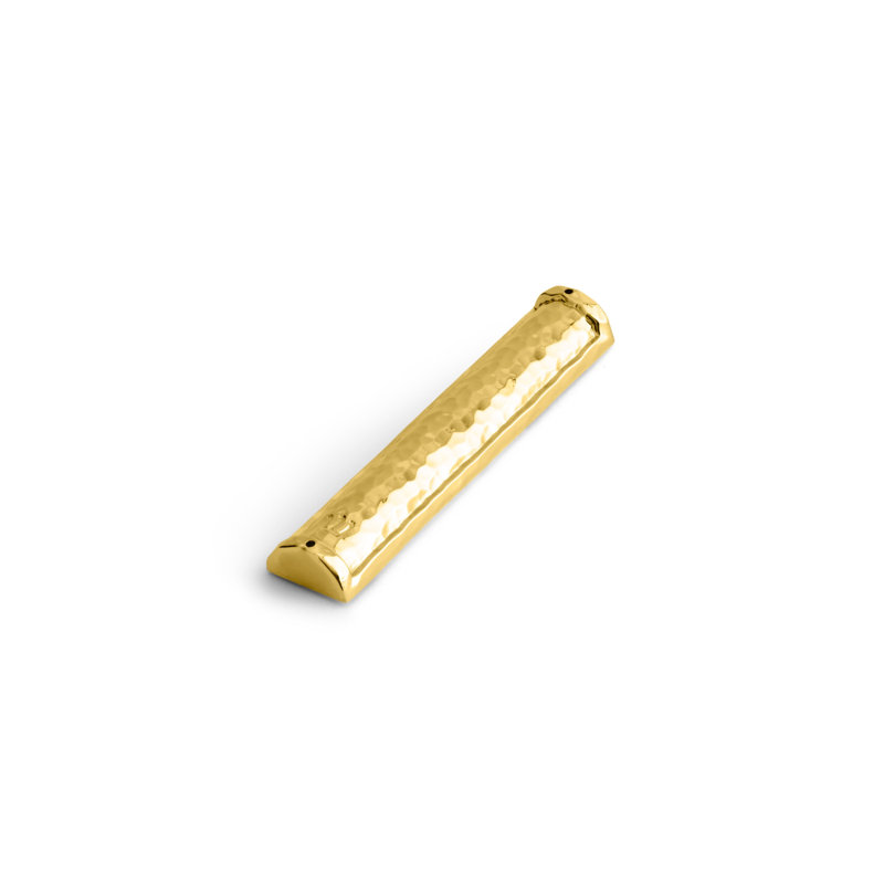 Hammertone Mezuzah, 4.35" H x 1" W x 1" D, Gold