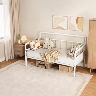 Classic Headboard Metal Daybed Frame, Heavy-Duty Steel Slat Support, No Box Spring Needed