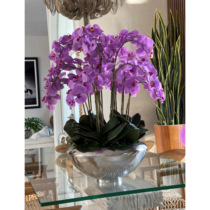 Orchid Floral Arrangement in Planter, Light Purple