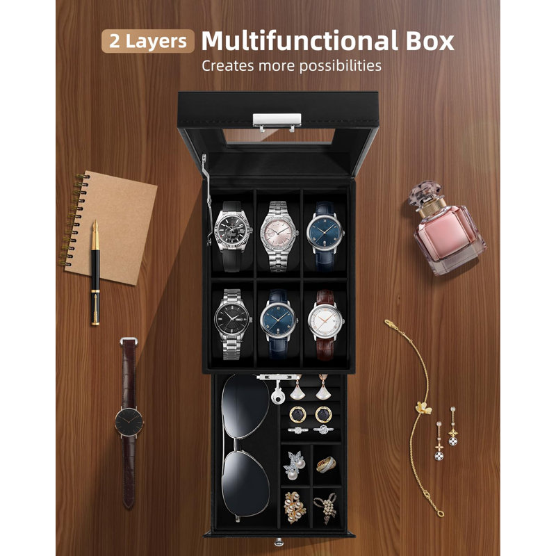 Leather Watch Box +, Black
