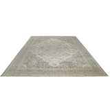 Green Hand-Knotted Wool Diamond Bloom Classic Traditional Modern Contemporary Carpet Rug