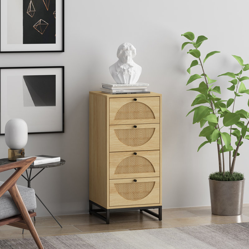 Armoire avec 4 tiroirs en rotin naturel