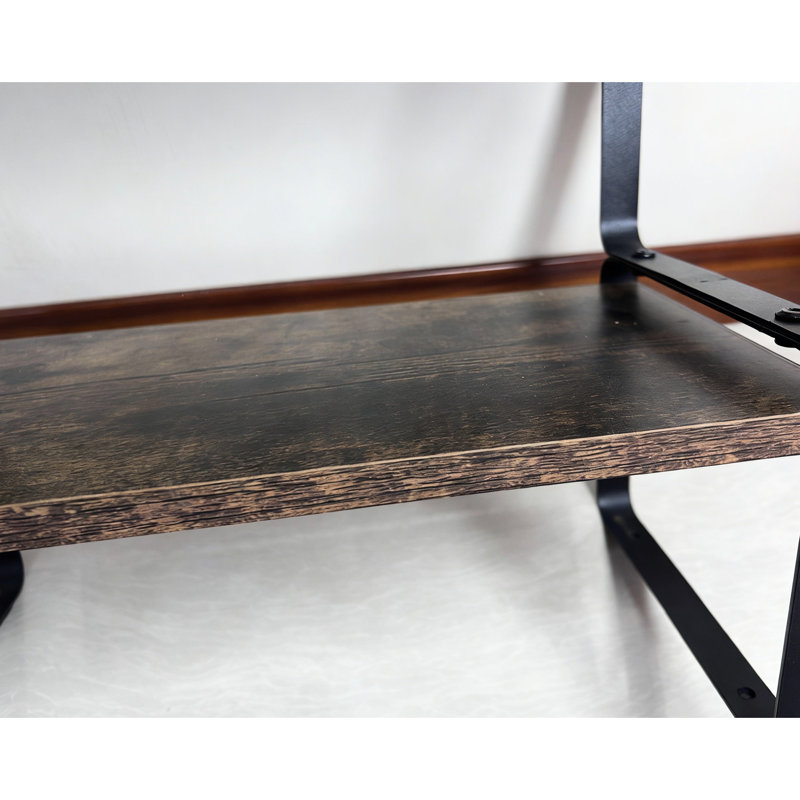 2 étagères pour salle de bain, serviettes à main et porte-savon - étagère facile à nettoyer avec tablettes en métal noir et brun
