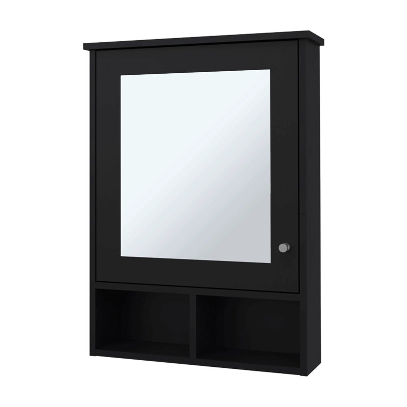 Pharmacie avec porte et miroir inclus, Noir