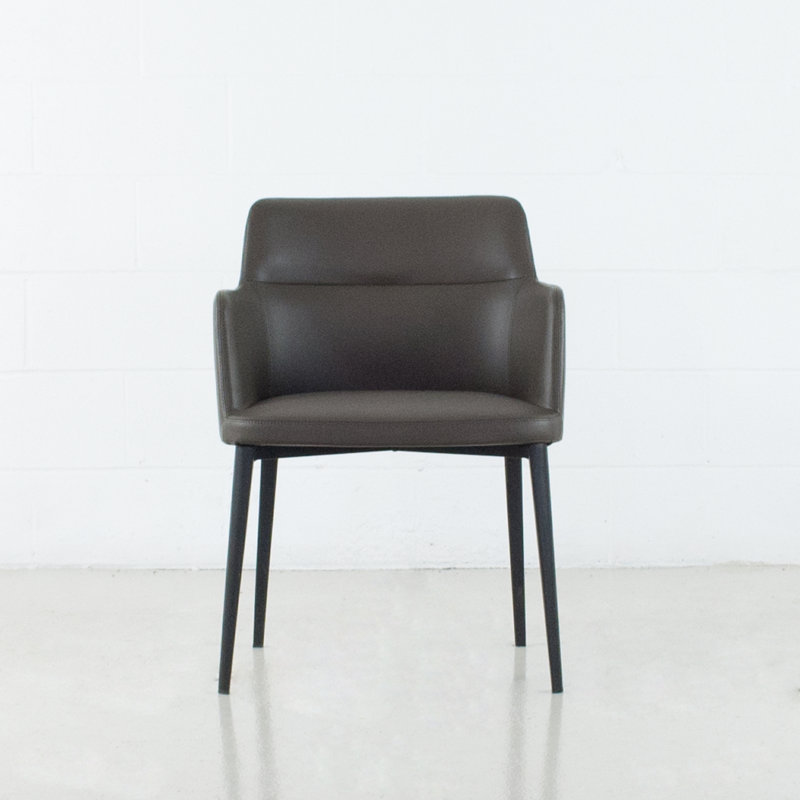 Jahnke Earle Leatherette Dining Arm Chair, Charcoal