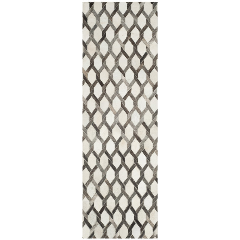 Tapis géométrique en cuir tissé à la main Sevastopol Studio, Tapis de couloir 2 pi 3 po x 7 pi