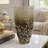 Keath Large Vase with Gold Capri Leaf Design, Brass, Green Glass 15 Inch-123079095