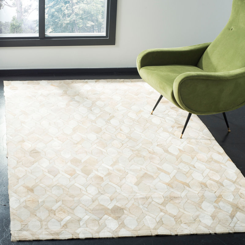 Tapis géométrique en cuir tissé à la main Sevastopol Studio, Rectangle 4 pi x 6 pi