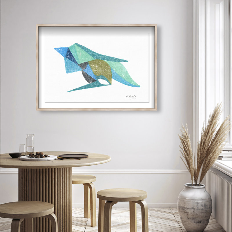 Manuel Roman - Azules Y Aquas Print by Oliver Gal, 25.5"H x 37.5"W, Natural Oak Shadowbox