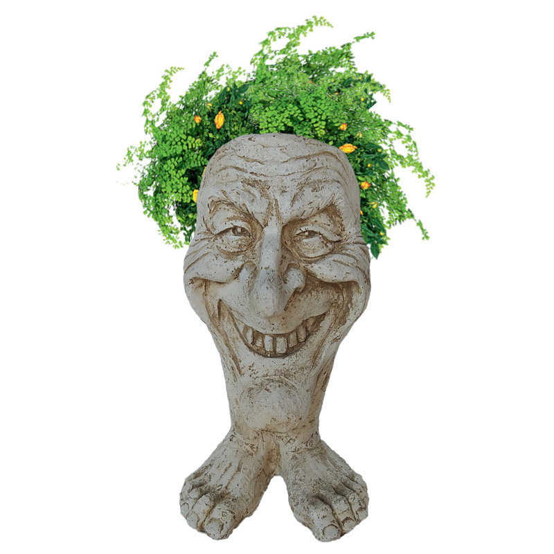 Pot à fleurs Muggly's Uncle Lucky Face, Blanc antique