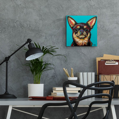 «Blue Dark Chihuahua» par Carolee Vitaletti, art mural en verre acrylique