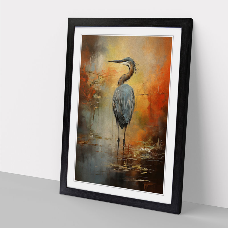 Heron Action Painting - Framed Print