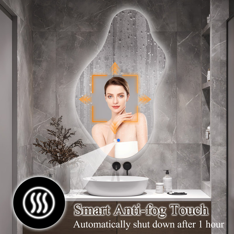 LED Bathroom Mirror 36" x 19.7", Anti-Fog Dimmable Vanity Mirror with 3 Color Temperature Lighting, Shatterproof Wall Mounted Mirror