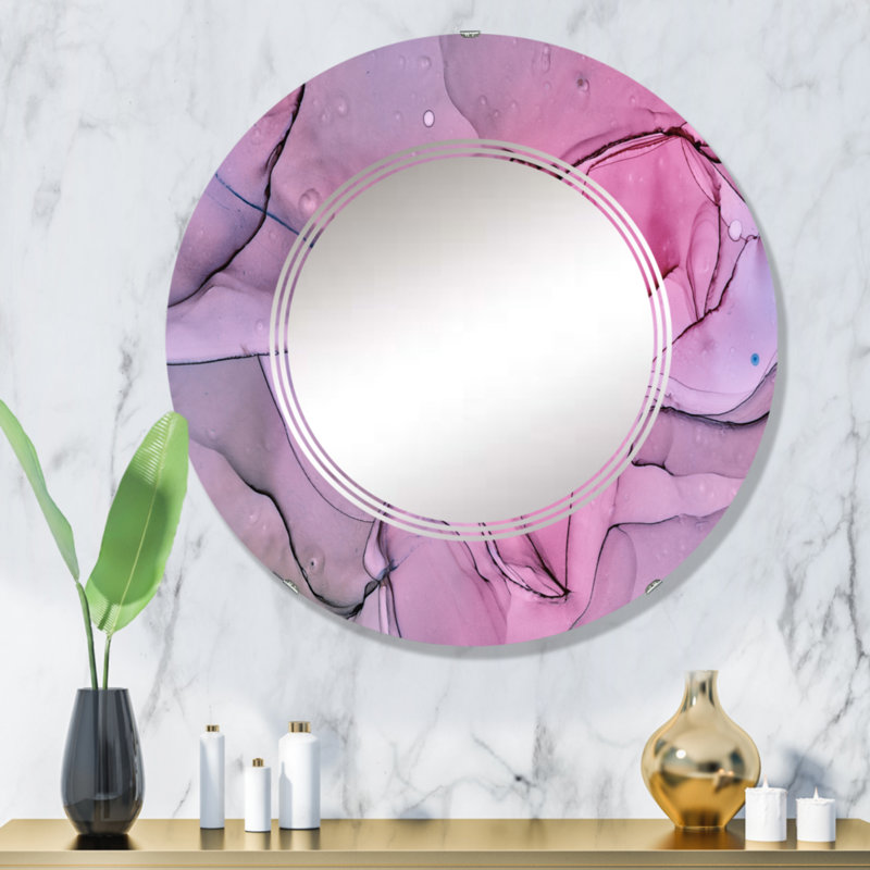 Miroir mural rose et mauve, 32 po x 32 po