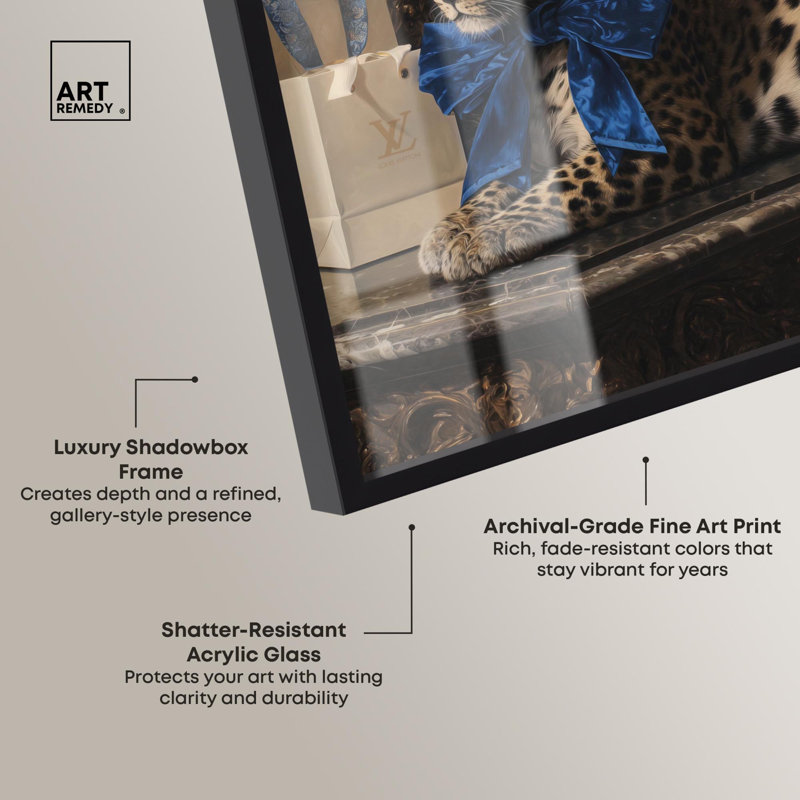 Velours arc léopard Glam Art Shadowbox par Art Remedy, H 55 po x l 37 po, Noir