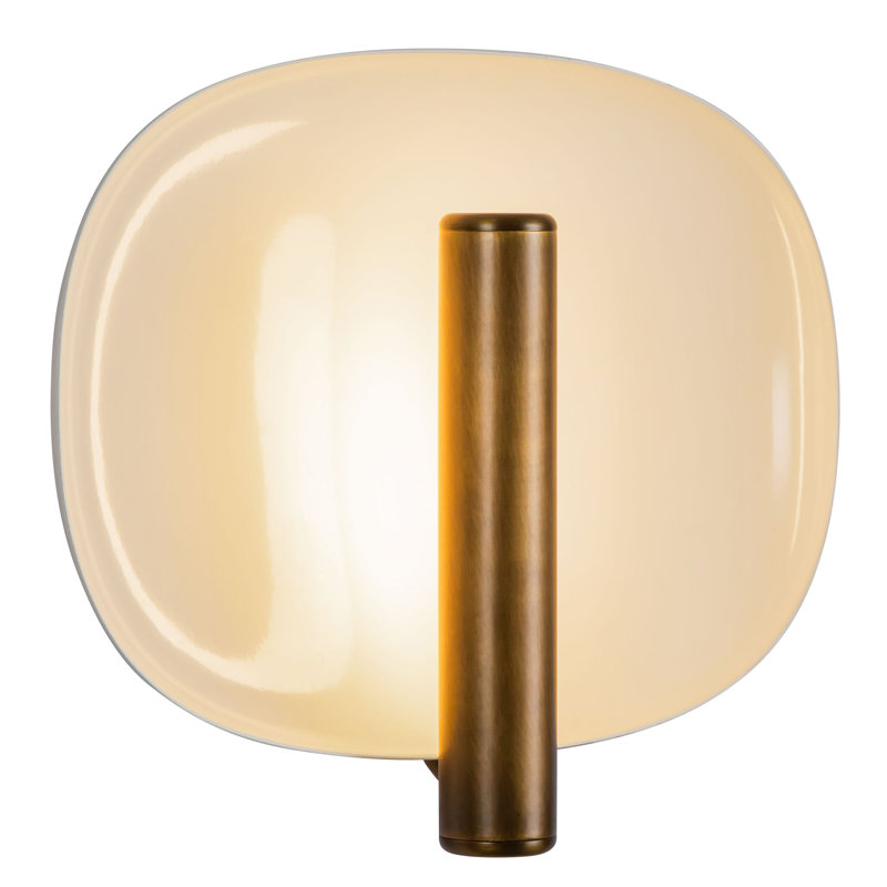 Lustre 9-in White dimmable LED Wall Sconce, White/Antique Brass