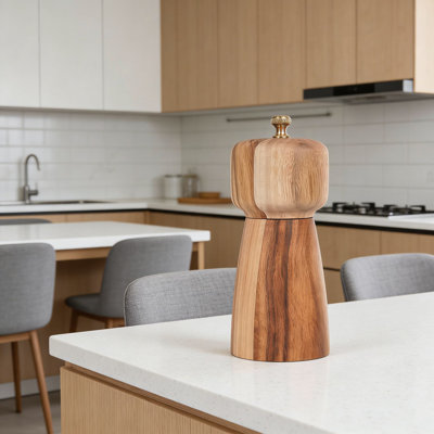 Adjustable Ceramic Core Salt And Pepper Grinder With Acacia Wood Body - 5 Inch Manual Spice Mill For Fine To Coarse Grinding