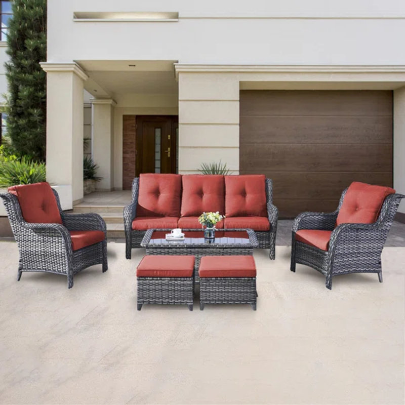 Alleene 5 - Person Patio Conversation Set with Cushions, Gray