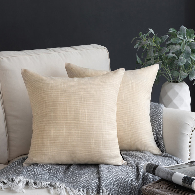 Housse de coussin décorative en toile de jute, taie d'oreiller imitation lin et coton, 18 po x 18 po, Off-white