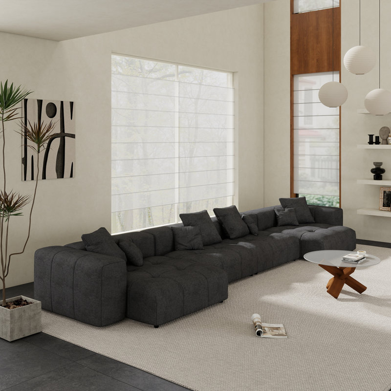 Canapé modulaire en tissu 4 pièces Kay Crumley, Noir, H 24,8 po x l 183,54 po x P 52,4 po